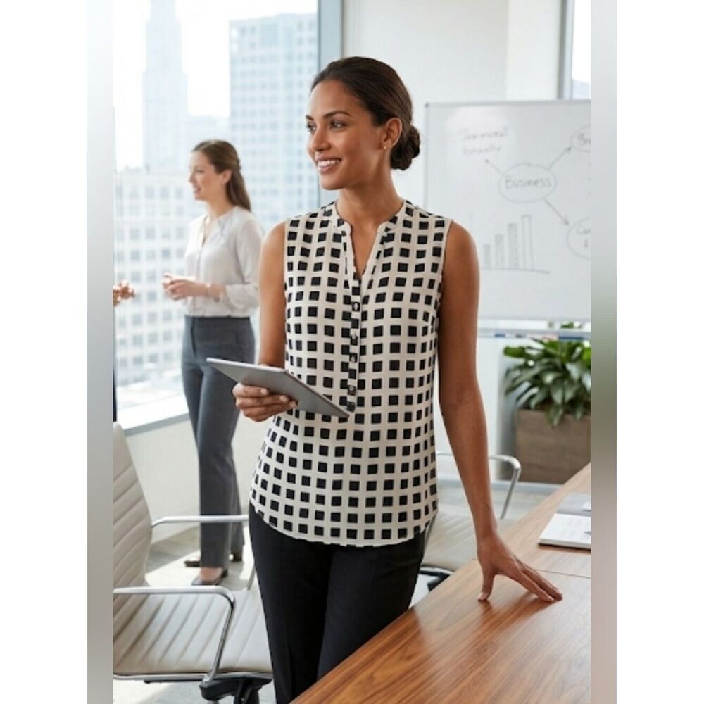 New York & Co Top Sz M White and Black